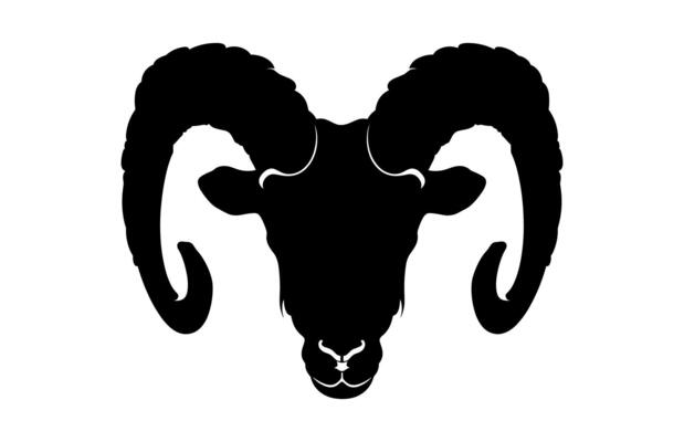 Ram Head Silhouette isolated on a white background