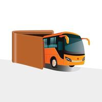 Side view of bus in a leather wallet vector