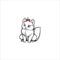 A white cat With a white background vector