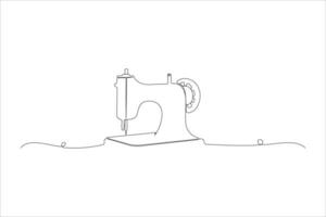 Continuous single-line art drawing of Sewing Machine. Old sewing machine outline isolated on white background. vector