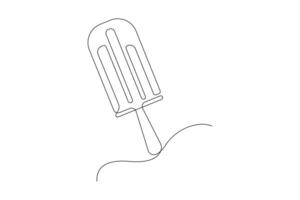 Simple hand-drawn ice cream bar one-line art drawing. Ice-cream stick outline illustration. vector