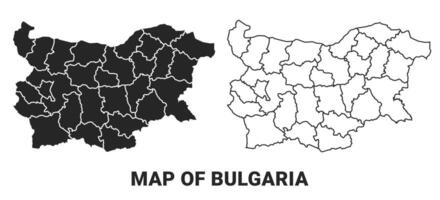 Black map of Bulgaria country with borders of regions vector