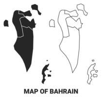 Black map of Bahrain country with borders of regions vector