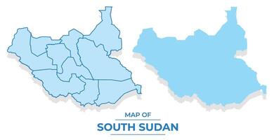 South Sudan map set simple flat and outline style illustration vector