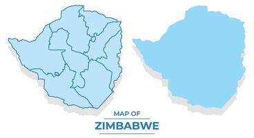 Zimbabwe map set simple flat and outline style illustration vector