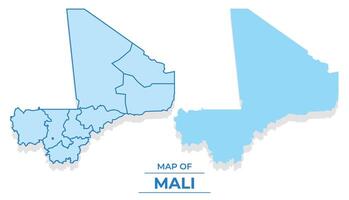 Mali map set simple flat and outline style illustration vector
