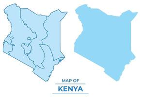 Kenya map set simple flat and outline style illustration vector