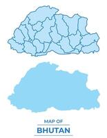 Bhutan map set simple flat and outline style illustration vector