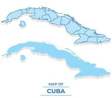 Cuba map set simple flat and outline style illustration vector