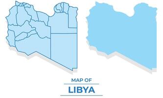 Libya map set simple flat and outline style illustration vector