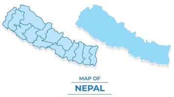 Nepal map set simple flat and outline style illustration vector