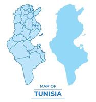 Tunisia map set simple flat and outline style illustration vector
