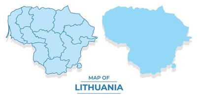Lithuania map set simple flat and outline style illustration vector