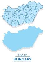 Hungary map set simple flat and outline style illustration vector