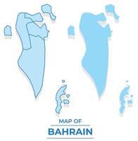 Bahrain map set simple flat and outline style illustration vector