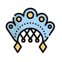 A crown icon with a blue and gold design vector