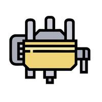 A yellow and gray engine with a valve on it vector