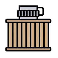 A wooden crate with a coffee pot on top vector