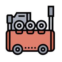 A red truck with two wheels on top vector