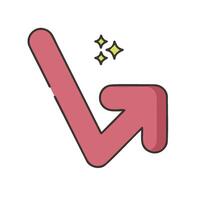 A pink arrow pointing up with stars around it vector
