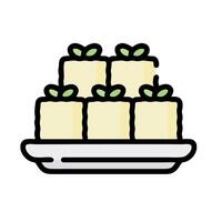 A plate with four squares of ice cream vector