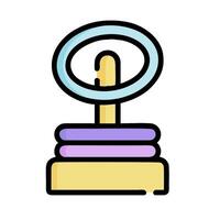 A purple and yellow button with a circle on top vector