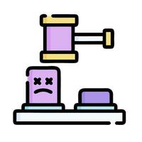 A judge's gavel is hitting a box with a sad face on it vector