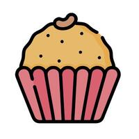 A cupcake with a pink wrapper on a white background vector