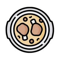 A bowl of food with two eggs in it vector