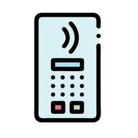 A phone with a keypad and a button vector