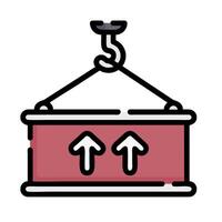 A red box with two arrows pointing up vector