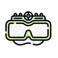 A green scuba mask with a camera on it vector