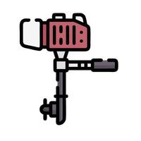A camera on a tripod with a red light vector