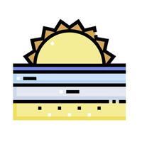 A sun and a stack of books on a white background vector