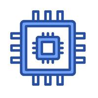 A blue computer processor icon on a white background vector
