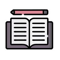 An open book with a pencil and a pen vector