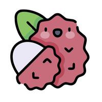 A cartoon fruit with a leaf on it vector