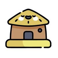 A house with a roof and a cat inside vector