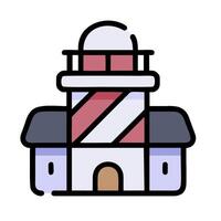 A lighthouse icon with a red stripe on top vector