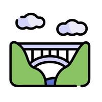 A bridge over a river with clouds in the sky vector