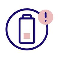 An icon of a battery with a warning sign vector