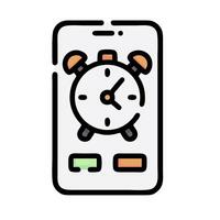 An alarm clock on a phone screen vector