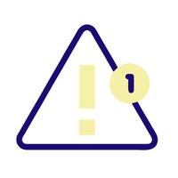 A warning triangle with a yellow exclamation mark vector