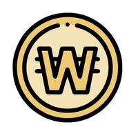 A gold coin with the letter w on it vector