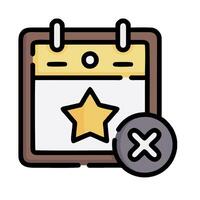 A calendar with a star and a check mark vector