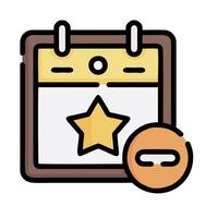 A calendar with a star on it and a button vector