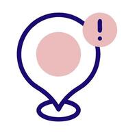 A pink pin with an exclamation mark on it vector