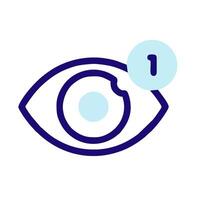 An eye icon with a number one in the middle vector