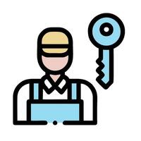 A man with a key in his hand and a key in his hand vector