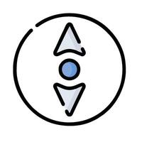 A blue and white circle with an arrow pointing to it vector